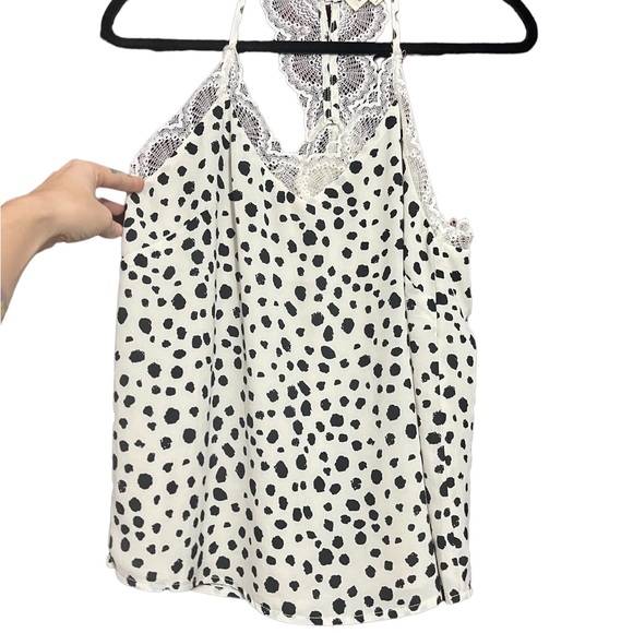 White Animal Print Lace Top with Racerback and Buttons - Picture 2 of 5
